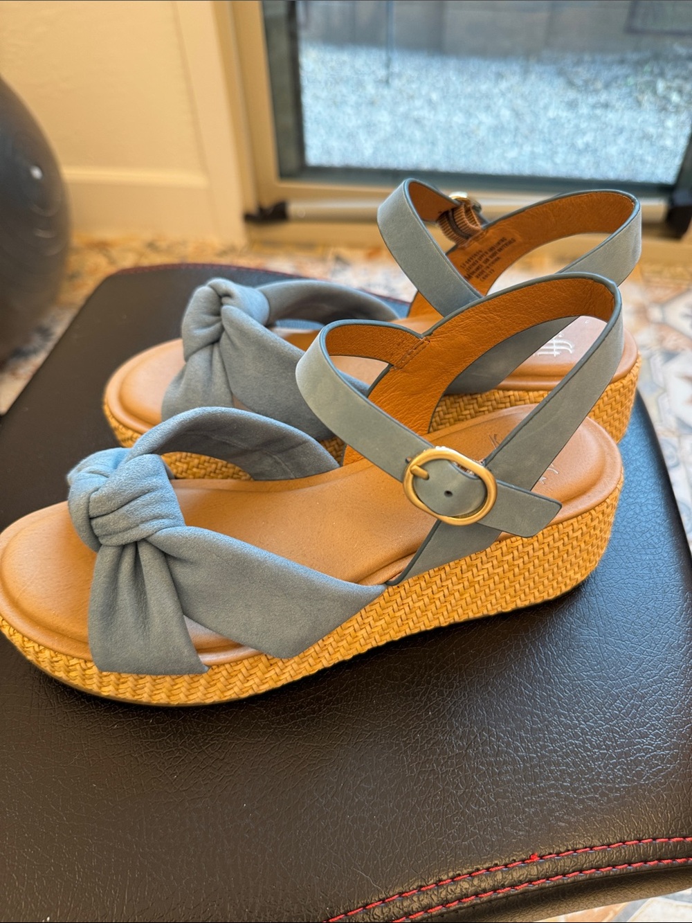 Sofft Light Blue Woven Knot Platform Sandals